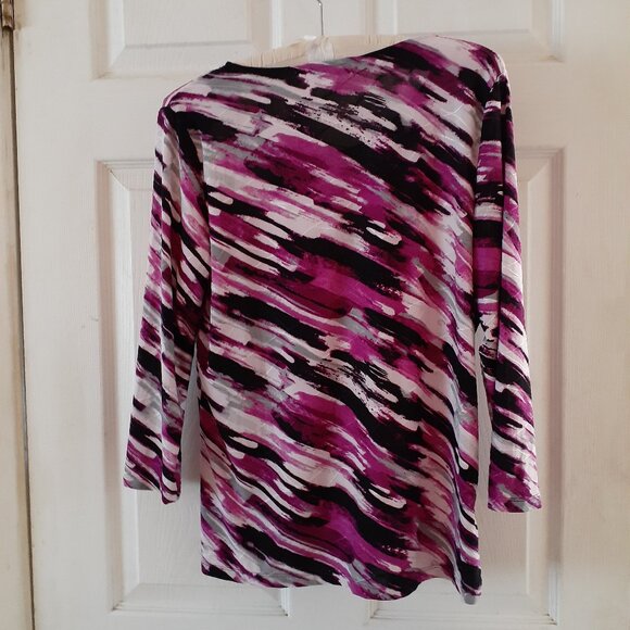 TanJay Blouse Fuchsia, Black and White Size Small - Picture 2 of 5
